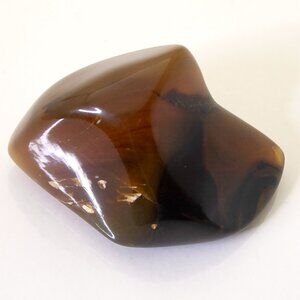 Polished Fossilized Amber Stone, Palm Piece, House Warming Gift, 27.1 grams